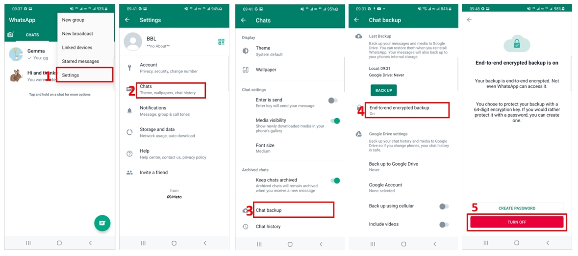 Enable end-to-end encryption in whatsapp?